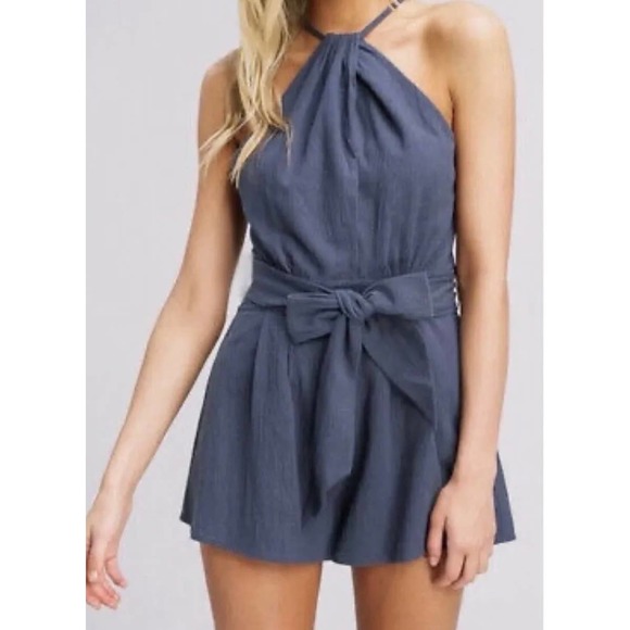 Listicle Pants - Blue / gray Listicle romper size L NWT